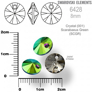 SWAROVSKI XILION Pendant barva Crystal Scarabaeus Green velikost 8mm Balení 5Ks.