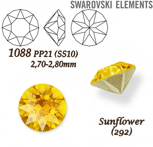 SWAROVSKI ELEMENTS 1088 XIRIUS Chaton PP21 (SS10) 2,70-2,80mm barva Sunflower (292). 