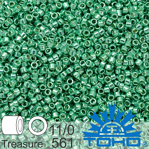 Korálky TOHO tvar TREASURE (válcové). Velikost 11/0. Barva 561 Galvanized Green Teal. Balení 5g.
