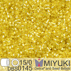Korálky Miyuki Delica 15/0. Barva DBS 0145 Silverlined Yellow. Balení 2g.