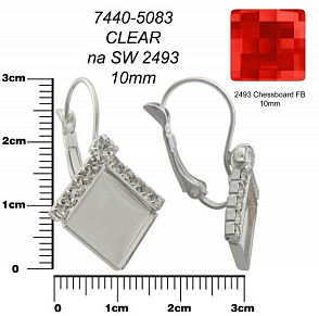 NÁUŠNICE mech. na SWAROVSKI Chessboard FB 10mm . Barva stříbrná. Ozn-7440-5083. 