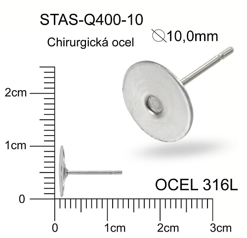 Puzeta s ploškou 10mm CHIRURGICKÁ OCEL ozn.-STAS-Q400 10