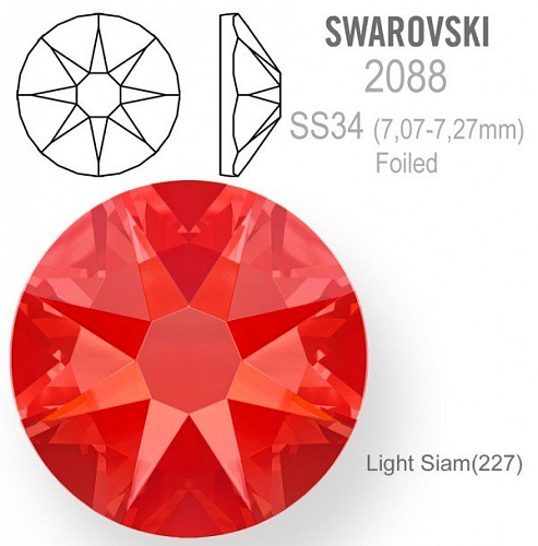 SWAROVSKI 2088 XIRIUS FOILED velikost SS34 barva Light Siam 