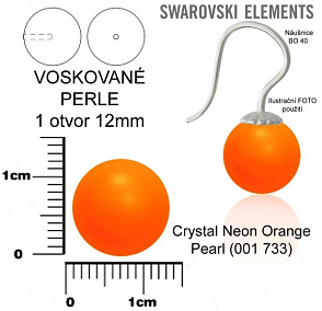 SWAROVSKI 5818 Voskované Perle 1otvor barva CRYSTAL NEON ORANGE  PEARL velikost 12mm. 