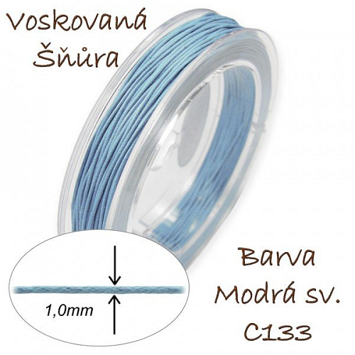 Voskovaná šňůra-síla 1,0mm v barvě modré světlé číslo C133