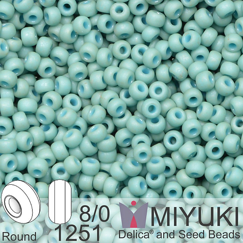 Korálky Miyuki Round 8/0. Barva 1251 Matte Metallic Turquoise. Balení 5g