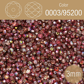Korálky BROUŠENÉ 3mm. Barva 0003/95200 průhledná s pokovem. Balení 150Ks.