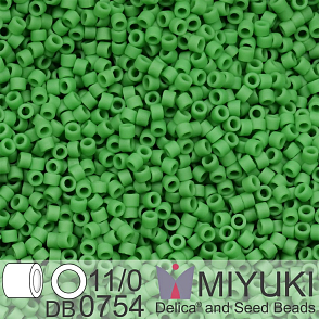 Korálky Miyuki Delica 11/0. Barva Matte Opaque Green DB0754. Balení 5g