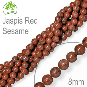 Korálky z minerálů Jaspis Red Sesame přírodní polodrahokam. Velikost pr.8mm. Balení 10Ks