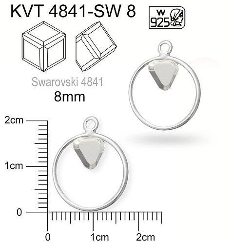 KRUH s LŮŽKEM  na 4841 Swarovski 8mm. Ozn-KVT 4841 SW 8. Materiál STŘÍBRO AG925 váha 0,72g.