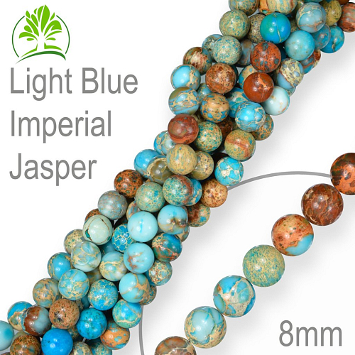 Korálky z minerálů Light Blue Imperial Jasper přírodní polodrahokam. Velikost pr.8mm. Balení 10Ks.