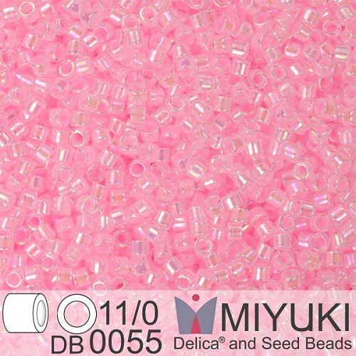 Korálky Miyuki Delica 11/0. Barva Pink Lined Crystal AB  DB0055. Balení 5g.