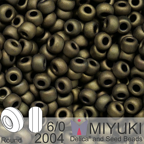 Korálky Miyuki MIX Round 6/0. Barva 2004 Matte Metallic Dark Olive. Balení 5g
