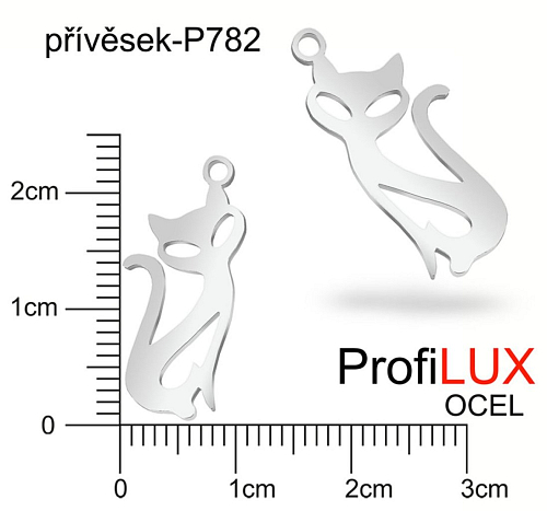 Přívěsek Chirurgická Ocel ozn-P782 KOČKA  velikost 23x10mm. Řada přívěsků ProfiLUX