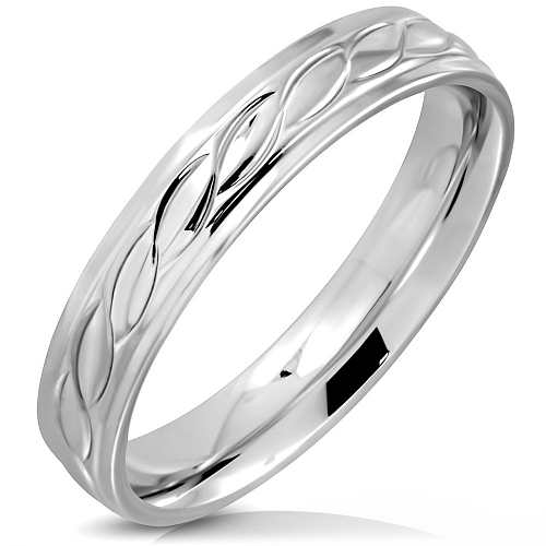 Prsten z ocele RRR 358 s jemným zdobením po celém obvodě o veliksti 7