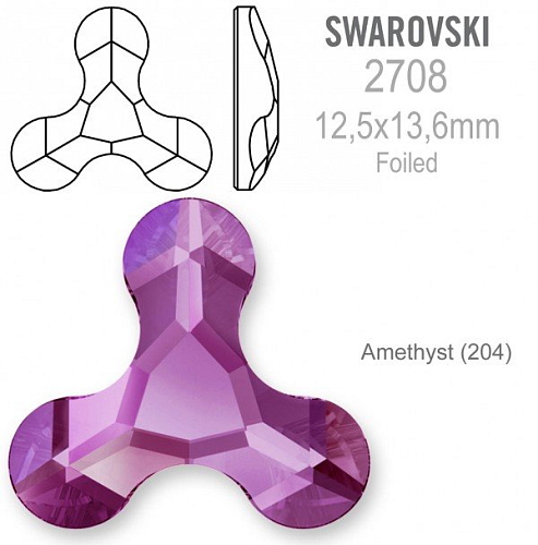 Swarovski 2708 Molecule FB Foiled velikost 12,5x13,6mm. Barva Amethyst 