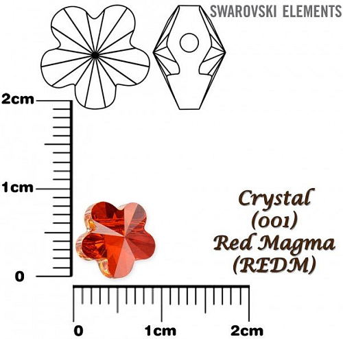 SWAROVSKI KORÁLKY Flower Bead barva CRYSTAL RED MAGMA velikost 8mm. Balení 3Ks