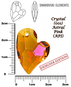 SWAROVSKI 6261 Devoted 2 U Heart barva CRYSTAL ASTRAL PINK velikost 27mm.