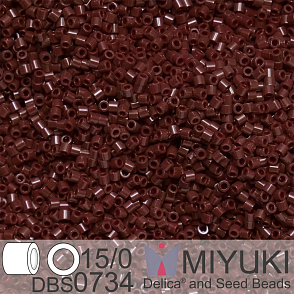 Korálky Miyuki Delica 15/0. Barva DBS 0734 Opaque Chocolate. Balení 2g.
