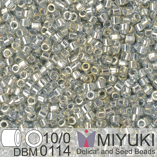 Korálky Miyuki Delica 10/0. Barva Tr Silver Gray Gold Luster DBM0114. Balení 5g.