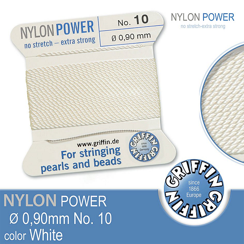 NYLON Power velmi pevná nit GRIFFIN síla nitě 0,90mm Barva White