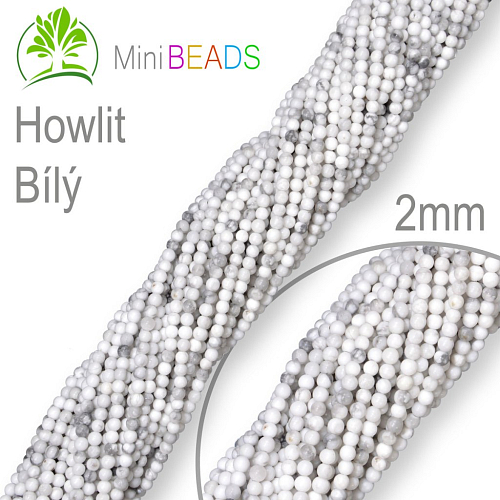 Korálky Mini BEADS z minerálů Magnesit (Howlit) Bílý přírodní polodrahokam. Velikost pr.2mm. Balení 170Ks.