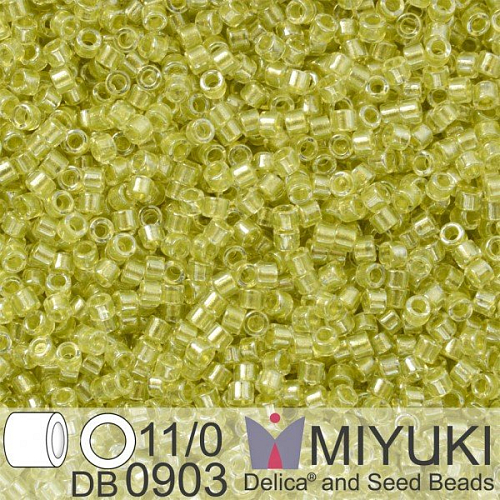 Korálky Miyuki Delica 11/0. Barva Spkl Celery Lined Crystal  DB0903. Balení 5g