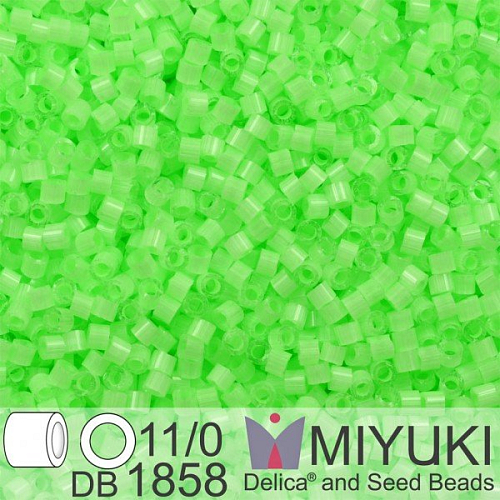 Korálky Miyuki Delica 11/0. Barva Silk Inside Dyed Mint Green  DB1858. Balení 5g.