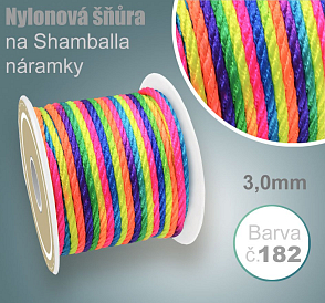 Nylonová šňůra COPÁNKOVÁ na Shamballa náramky průměr nitě 3,0mm. Barva č.182 Mix