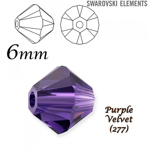 SWAROVSKI XILION BEAD 5328 barva PURPLE VELVET velikost 6mm. Balení 10Ks