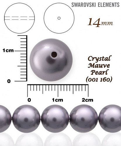 SWAROVSKI 5811 Voskované Perle barva 160 CRYSTAL MAUVE PEARL velikost 14mm. 