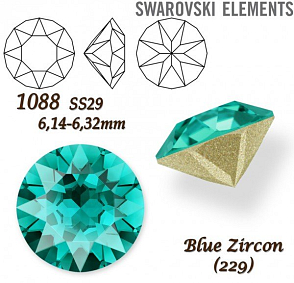 SWAROVSKI ELEMENTS 1088 XIRIUS Chaton SS29 (6,14-6,32mm) barva BLUE ZIRCON (229). 