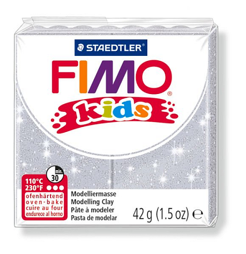 Modelovací hmota Fimo kids 42g STŘÍBRNÁ SE TŘPYTKAMI č.812