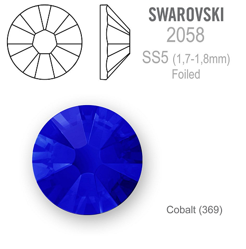 SWAROVSKI 2058 XILION FOILED velikost SS5 barva COBALT