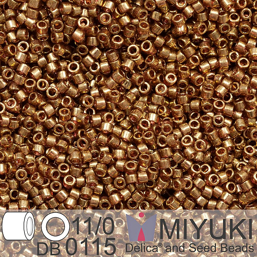 Korálky Miyuki Delica 11/0. Barva Dk Topaz Gold Luster  DB0115. Balení 5g.