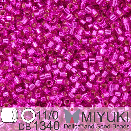 Korálky Miyuki Delica 11/0. Barva Dyed S/L Fuchsia DB1340. Balení 5g.