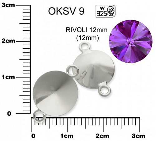 Lůžko 2 očka na RIVOLKY Sw 1122 velikost 12mm. Ozn.-OKSV 9. Materiál STŘÍBRO AG925.váha 0,50g.