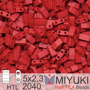 Korálky Miyuki Half Tila. Barva  Matte Metallic Brick Red HTL 2040 Balení 3g