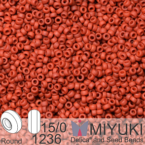 Korálky Miyuki Round 15/0. Barva 1236  Matte Opaque Terra Cotta. Balení 5g.