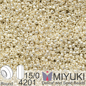 Korálky Miyuki Round 15/0. Barva 4201 Duracoat Galvanized Silver. Balení 5g