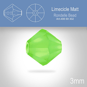 PRECIOSA Bicone (sluníčko) velikost 3mm. Barva LIMECICLE MATT. Balení 40ks