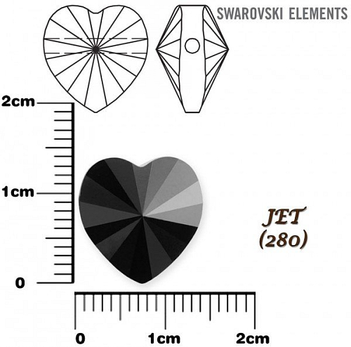 SWAROVSKI KORÁLKY Heart  Bead barva JET velikost 14mm