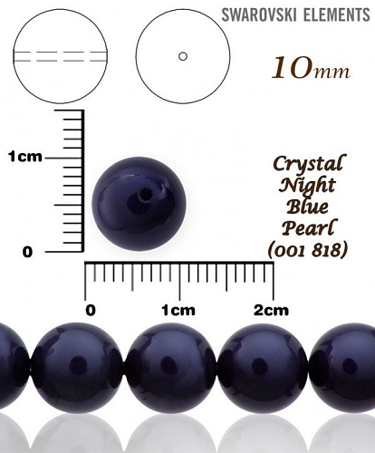 SWAROVSKI 5810 Voskované Perle 818 barva CRYSTAL NIGHT BLUE PEARL velikost 10mm. 
