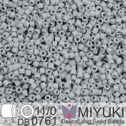 Korálky Miyuki Delica 11/0. Barva Matte Opaque Gray DB0761. Balení 5g