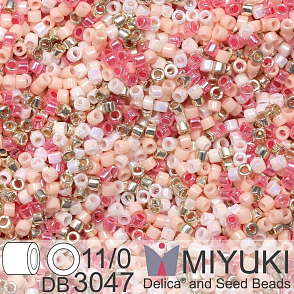 Korálky Miyuki Delica 11/0. Barva Light Pink Mix DB3047. Balení 5g