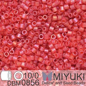 Korálky Miyuki Delica 10/0. Barva Matte Transparent Red Orange AB DBM0856. Balení 5g.