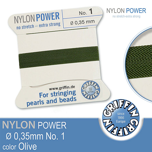 NYLON Power velmi pevná nit GRIFFIN síla nitě 0,35mm barva Olive