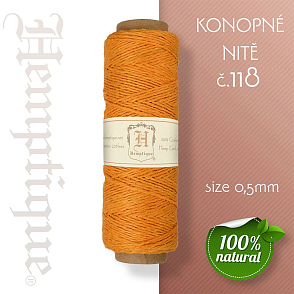 Konopná nit HEMP CORD síla nitě 0,5mm. METRÁŽ Barva č.118 tm.Žlutá