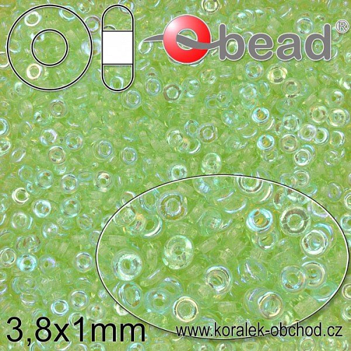 Korálky O-BEADS. Velikost 3,8x1mm. Barva OB2450510-28701 PERIDOT AB. Balení 2,5g.