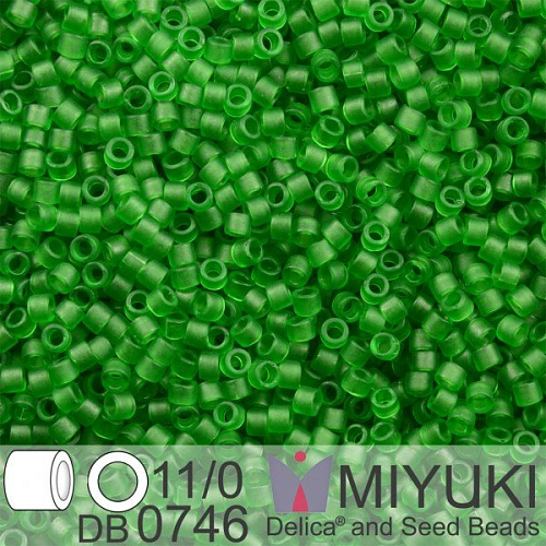 Korálky Miyuki Delica 11/0. Barva Matte Tr Green DB0746. Balení 5g